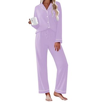 Ekouaer Womens Pajamas Set Cotton Long Sleeve Top and Long Pants Two Piece Pajamas Lounge Set