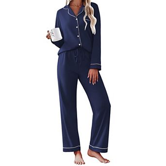 Ekouaer Womens Pajamas Set Cotton Long Sleeve Top and Long Pants Two Piece Pajamas Lounge Set