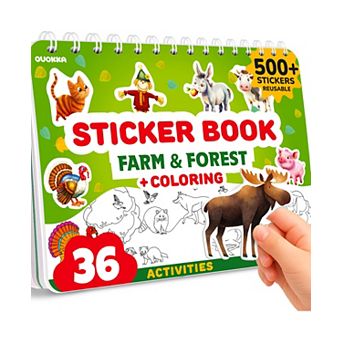 QUOKKA Sticker Book for Kids Ages 3-5, Draw and Stick Activity Book with 500+ Stickers