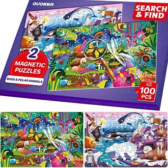 QUOKKA Magnetic Puzzles for Kids Ages 4-6 100 pc Magnetic Puzzle Book for Toddlers 3-5