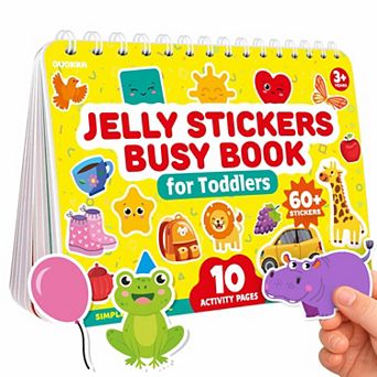 QUOKKA Jelly Sticker Books for Toddlers 1-3, 40+ Large Thick Reusable Stickers, Waterproof Washable