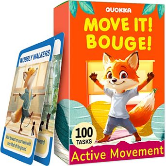 QUOKKA Active Movement Game for Kids Ages 4-8 100 Exercise Cards, Indoor & Outdoor