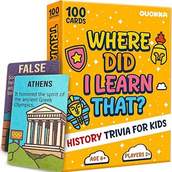 QUOKKA Trivia Games for Kids Fun Card Game for Family Game Night Educational Trivia Cards