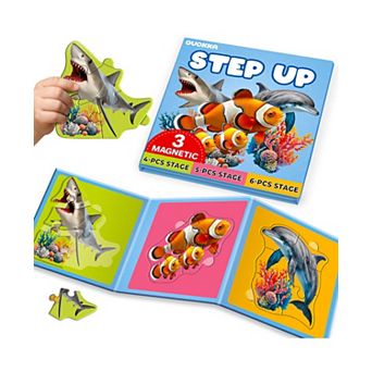 QUOKKA Step Up Magnetic Puzzles for Toddlers 1-3, Animal Puzzle Set in One Book