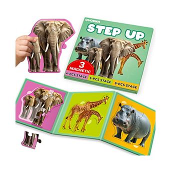 QUOKKA Step Up Magnetic Puzzles for Toddlers 1-3, Animal Puzzle Set in One Book
