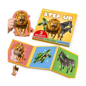 QUOKKA Step Up Magnetic Puzzles for Toddlers 1-3, Animal Puzzle Set in One Book