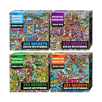 QUOKKA 1000 pc Puzzle for Adults Set of 4, Four Kingdoms Saga with Audio Story and Hidden Secrets