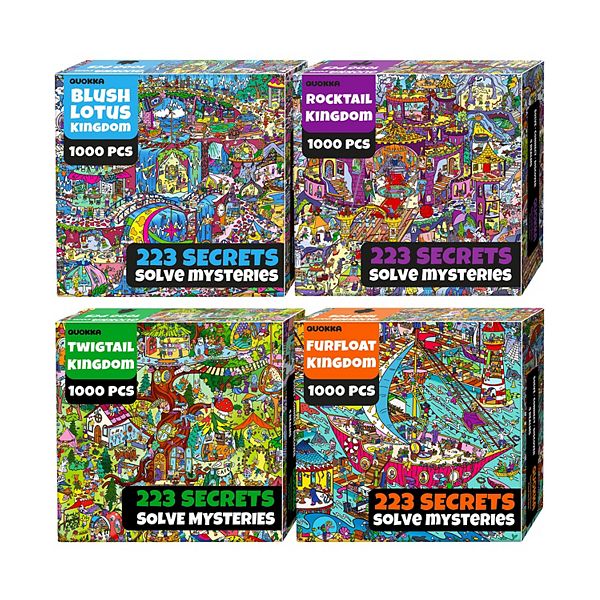 QUOKKA 1000 Piece Puzzle for Adults Set of 4, Four Kingdoms Saga