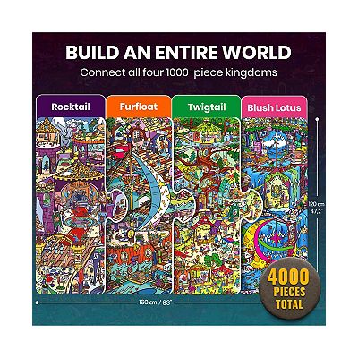 QUOKKA 1000 Piece Puzzle for Adults Set of 4, Four Kingdoms Saga