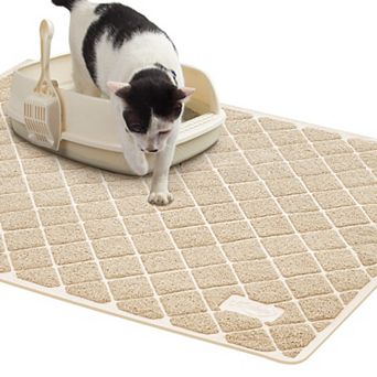 Cat Litter Box Mat with Textured Backing, Easy Clean, Less Waste, Ideal for Indoor Cats and Kittens