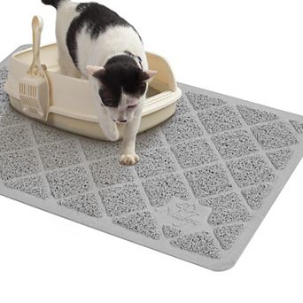 Cat Litter Box Mat with Textured Backing, Easy Clean, Less Waste, Ideal for Indoor Cats and Kittens