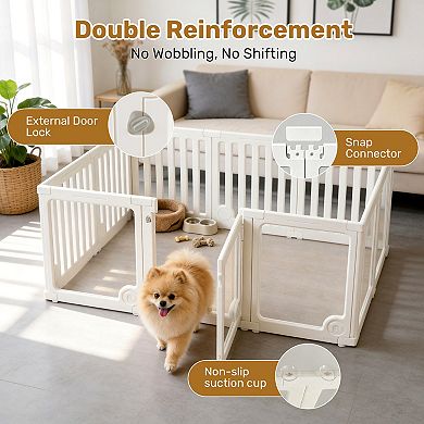 Dod Playpen with Door, 10 Panel Pet Exercise Pen, Portable Plastic Pet Fence for Small Medium Dogs