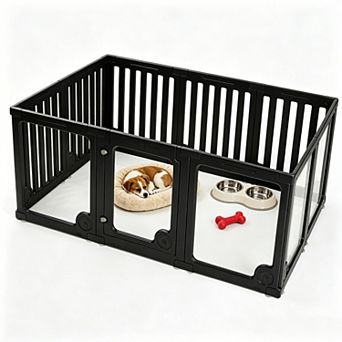 Dod Playpen with Door, 10 Panel Pet Exercise Pen, Portable Plastic Pet Fence for Small Medium Dogs