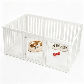 Dod Playpen with Door, 10 Panel Pet Exercise Pen, Portable Plastic Pet Fence for Small Medium Dogs