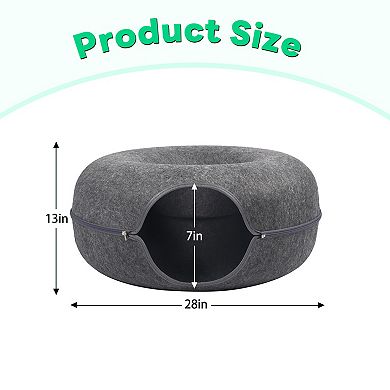 Cat Cave for Multiple & Large Cats Up to 30-45 Lbs, Scratch Detachable & Washable Tunnel Bed