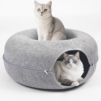 Cat Cave for Multiple & Large Cats Up to 30-45 Lbs, Scratch Detachable & Washable Tunnel Bed