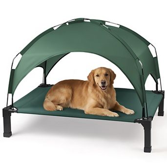 Elevated Dog Bed with Removable Canopy, Portable Dog Cot with Sun Protection Shade Tent