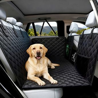 Dog Car Seat Cover for Pets, Waterproof Hammock Dog Car Back Seat Cover, Black