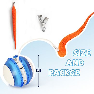 Smart Interactive Cat Toy Ball with Feather Tail, Automatic Electric Rolling Moving