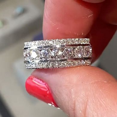 White Gold Plated Cubic Zirconia Exquisite Luxurious Wide Statement Ring