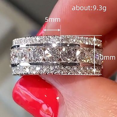 White Gold Plated Cubic Zirconia Exquisite Luxurious Wide Statement Ring