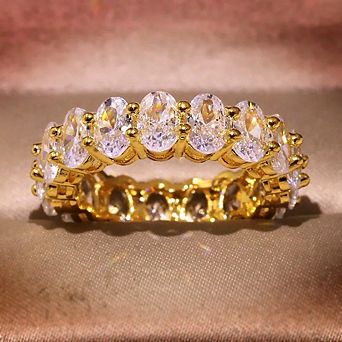Women Cubic Zirconia Eternity Engagement Wedding Band Ring