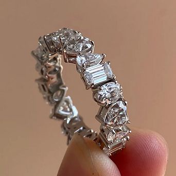 Women Cubic Zirconia Ring Bridal Eternity Wedding Band Ring