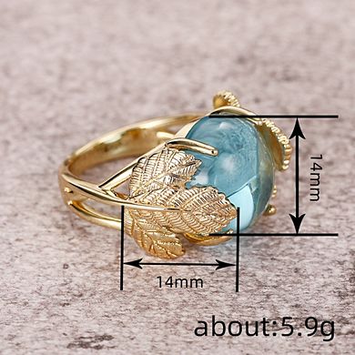 Vintage Blue Synthetic Moonstone Maple Leaf Ring