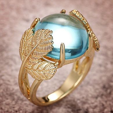 Vintage Blue Synthetic Moonstone Maple Leaf Ring