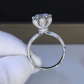 White Gold-Plated Side-Stone Cubic Zirconia Engagement Rings