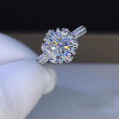 White Gold-Plated Side-Stone Cubic Zirconia Engagement Rings