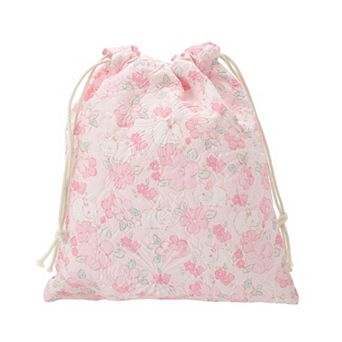 White Flower Rabbit Drawstring Bag for Travel