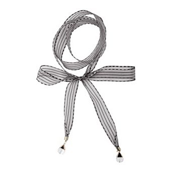 Organza Long Narrow Skinny Scarf for Women Stripe Pattern Bag Handle Decor Waistband