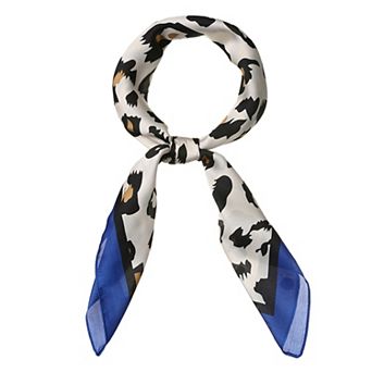 Large Leopard Print Square Scarves Silk Like Kerchief Neck Head Scarf Neckerchief