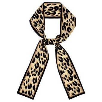 Leopard Ribbon Long Narrow Skinny Scarf for Women Hairband Waistband Belt Bag Handle Accessory