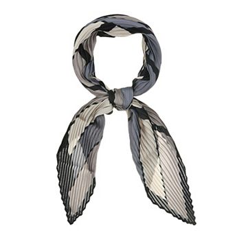 Women's Retro Pleated Plaid Rhombus Head Neck Scarf Scarves Checkered Neckerchief