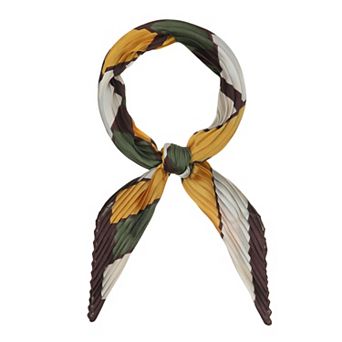 Women's Retro Pleated Plaid Rhombus Head Neck Scarf Scarves Checkered Neckerchief