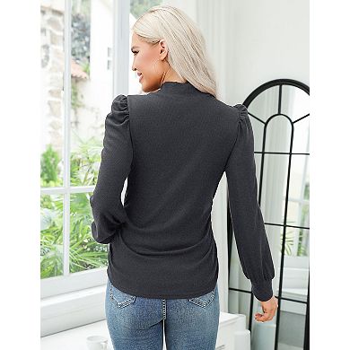 Women's Maternity Long Sleeve Mock Neck Lightweight Pullover Sweater