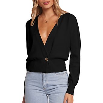 Women's Long Sleeve Button Down V-Neck Cardigan Casual Sweater