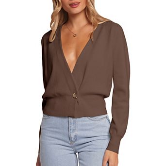 Women's Long Sleeve Button Down V-Neck Cardigan Casual Sweater