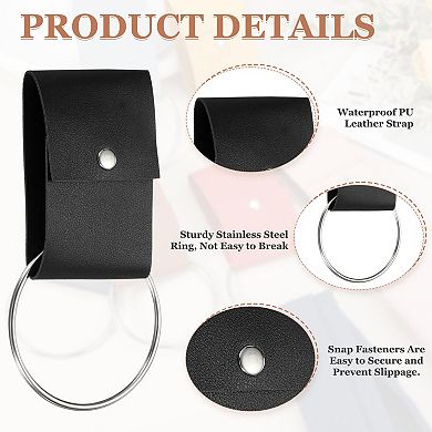 2 Pcs Towel Ring Holder with Loop, Kitchen Bathroom Dish Towels Holder Leather Oven Door Hanger