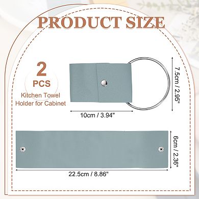 2 Pcs Towel Ring Holder with Loop, Kitchen Bathroom Dish Towels Holder Leather Oven Door Hanger