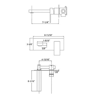 SUMERAIN Wall-Mounted Bathroom Faucet, Two-Hole Single-Handle Modern Bathroom Faucet, Solid Brass