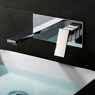 SUMERAIN Wall-Mounted Bathroom Faucet, Two-Hole Single-Handle Modern Bathroom Faucet, Solid Brass