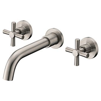SUMERAIN Wall Mounted Bathroom Sink Faucet, 2-Handle, 3-Holes Modern Style Premium Brass Sink Faucet