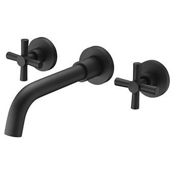 SUMERAIN Wall Mounted Bathroom Sink Faucet, 2-Handle, 3-Holes Modern Style Premium Brass Sink Faucet