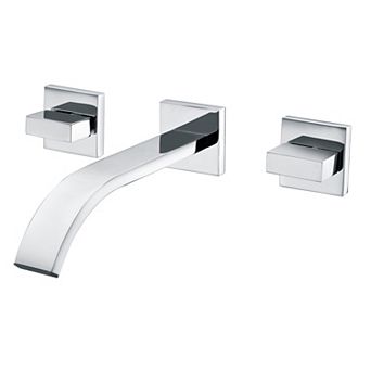 SUMERAIN Double-Handle Wall Mounted Bathroom Sink Faucet, Three-Hole, Solid Brass Vessel Faucet