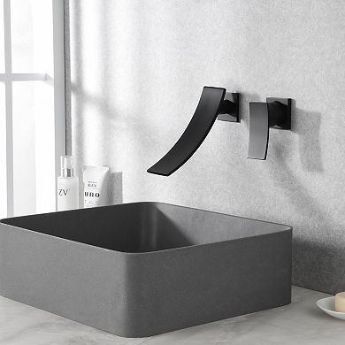 SUMERAIN Wall Mounted Bathroom Sink Faucet, Two-Hole Waterfall Bathroom Faucet, Sleek Design