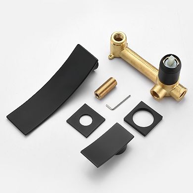 SUMERAIN Wall Mounted Bathroom Sink Faucet, Two-Hole Waterfall Bathroom Faucet, Sleek Design