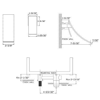 SUMERAIN Wall Mounted Bathroom Sink Faucet, Two-Hole Waterfall Bathroom Faucet, Sleek Design